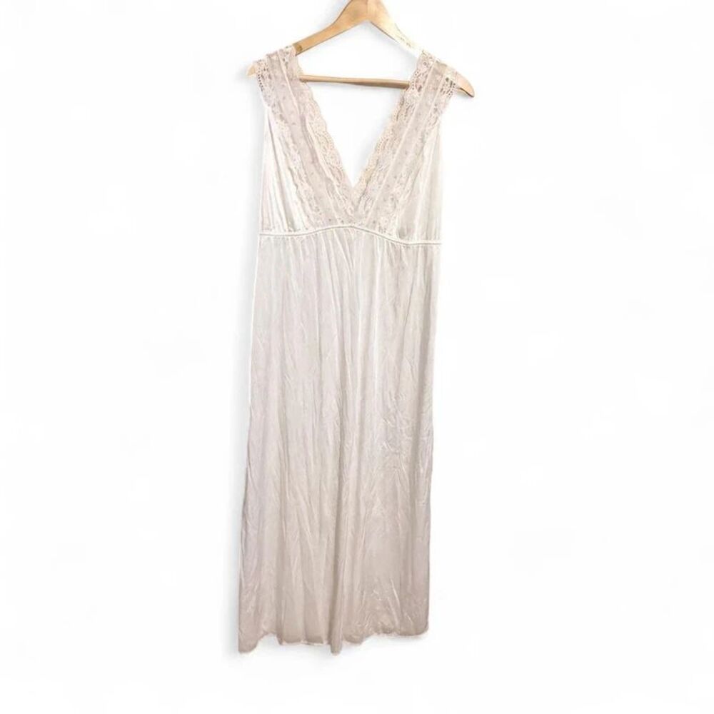 Vintage Gilead white lace slip dress with pink floral small